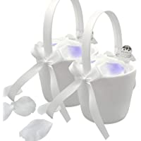 EinsSein 2X Cesta de Flores Boda Anna 17x26x13 Crema Arras cestos Mimbre Bodas decoración Decoracion cestas Bebe Anillos…